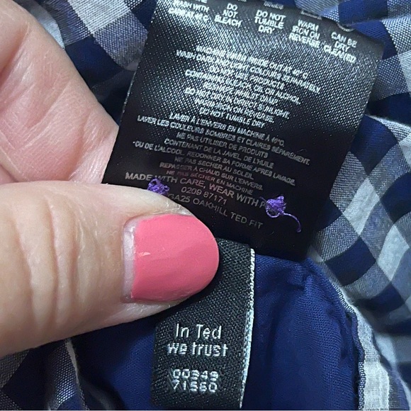 Ted Baker London Navy/White Checked Shirt Size Small - Picture 7 of 11